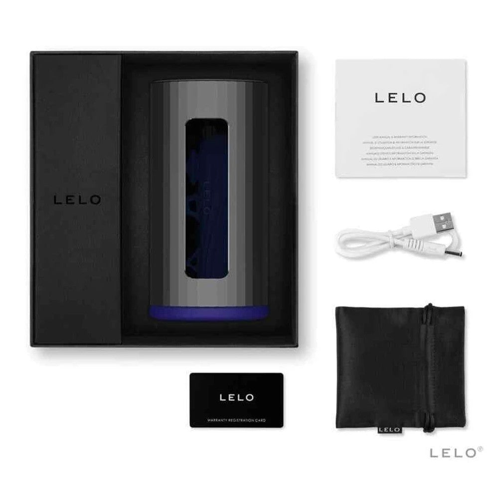 Lelo F1 V2 Masturbator Gun Metal Telefon Kontrol Masturbator Blue