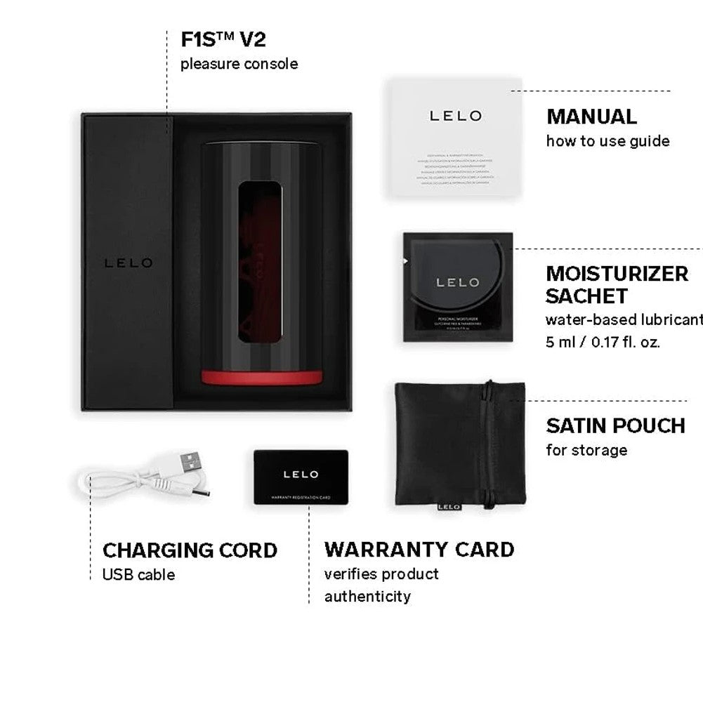 Lelo F1 V2 Masturbator Gun Metal Telefon Kontrol Masturbator Red