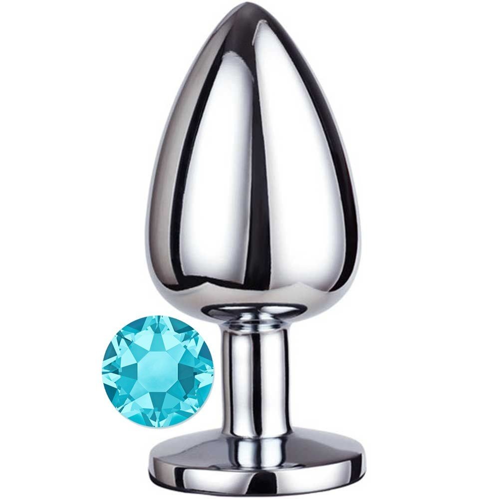 Erox Luxury Silver Mavi Taşlı Büyük Metal Anal Plug