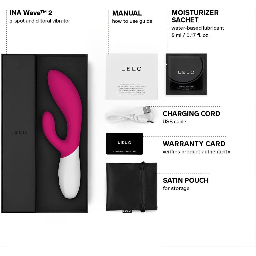 Lelo İna Wave 2 G-Spot Clitoral Vibrator Cerise