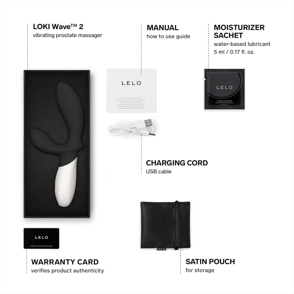 Lelo Loki Wave 2 Vibrating Prostate Massager Rabbit Vibrator Black