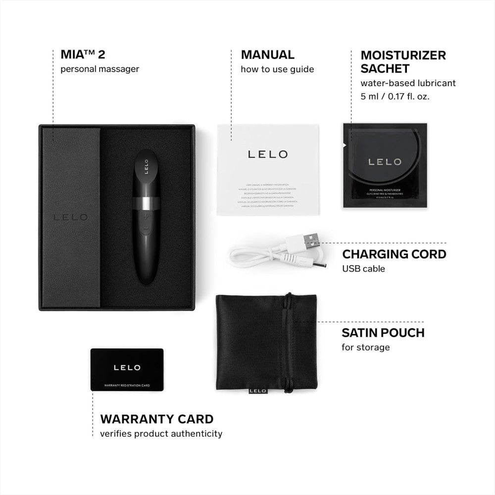 Lelo Mia 2 Personal Massager Lipstick Ruj Vibrator Black