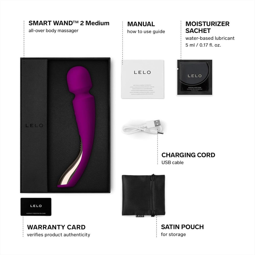 Lelo Smart Wand 2 Medium Professional Masaj Wand Vibrator Deep Rose