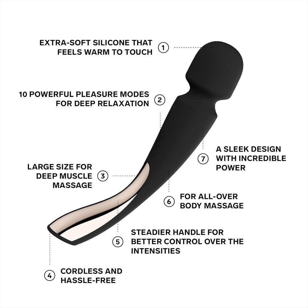 Lelo Smart Wand 2 Large Professional Masaj Wand Vibrator Black