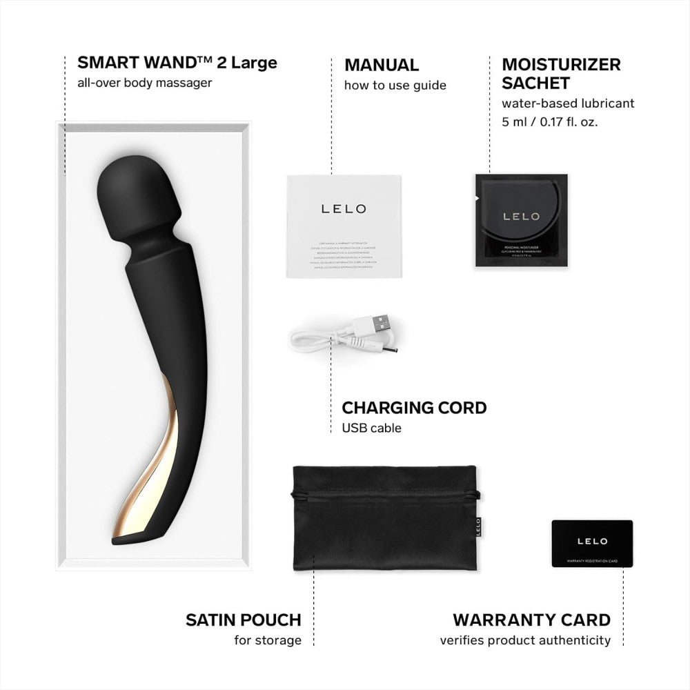 Lelo Smart Wand 2 Large Professional Masaj Wand Vibrator Black