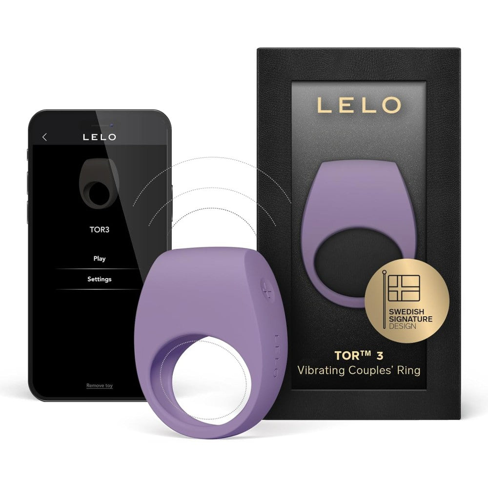 Lelo Tor 3 Vibrating Couples Ring Telefon Kontrollü Penis Halkası Violet Dusk