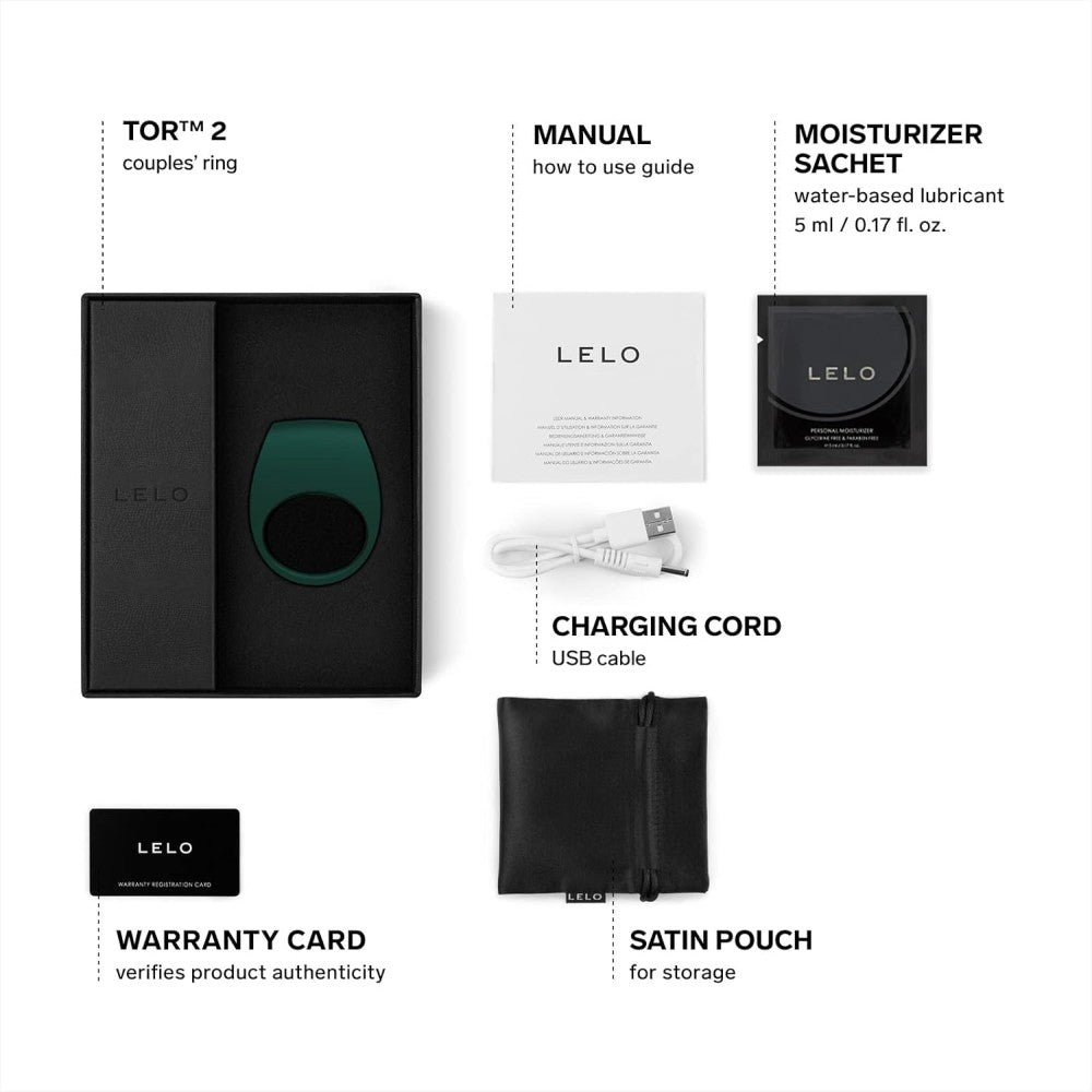 Lelo Tor 2 Vibrating Couples Ring Penis Halkası Dark Green