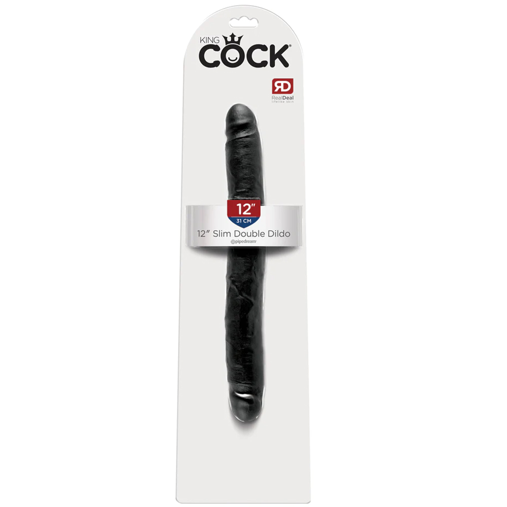 Pipedream King Cock Slim Double Dildo Black Ift Tarafl Penis