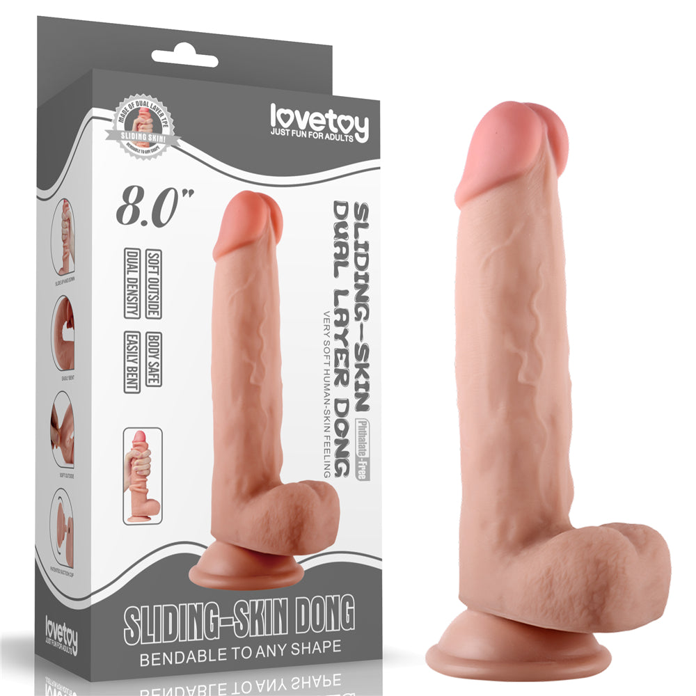 Lovetoy Sliding-Skin Dual Layered Dildo Deri Penetrasyon 20 cm Realistik Penis LV317002