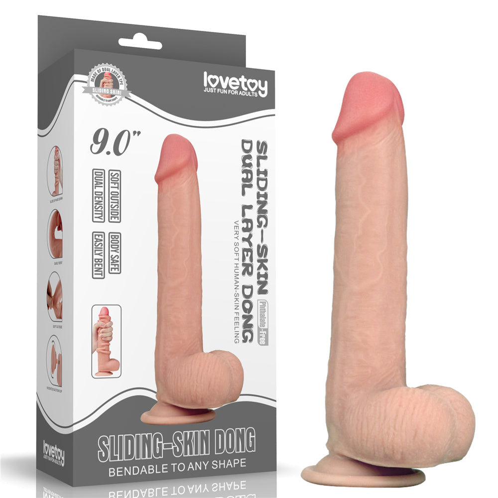 Lovetoy Sliding-Skin Dual Layered Hareketli Deri Dildo 23 Cm LV317003