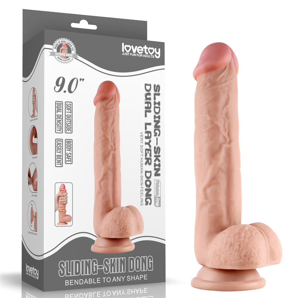 Lovetoy Sliding-Skin Dual Layered Dildo Deri Penetrasyon 23,5 cm Realistik Penis LV317004