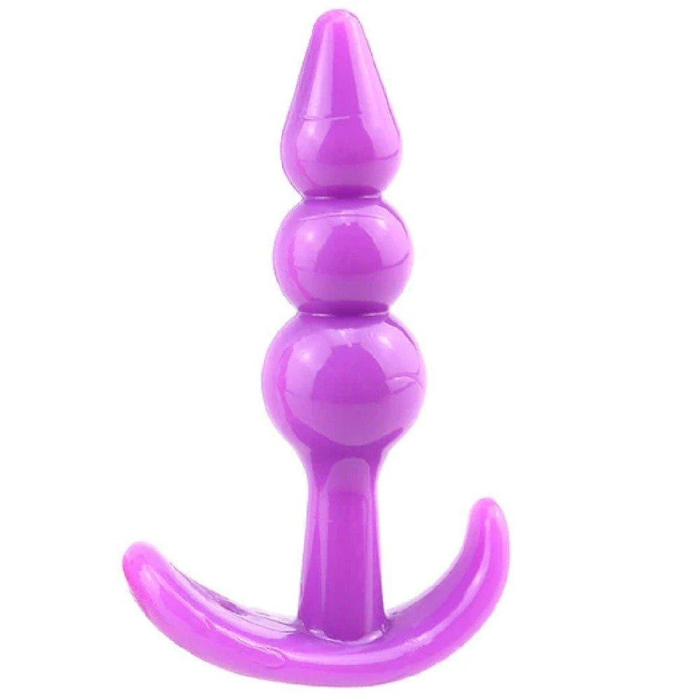 Ribbled Anal Play Silicone Jelly Butt Plug Purple