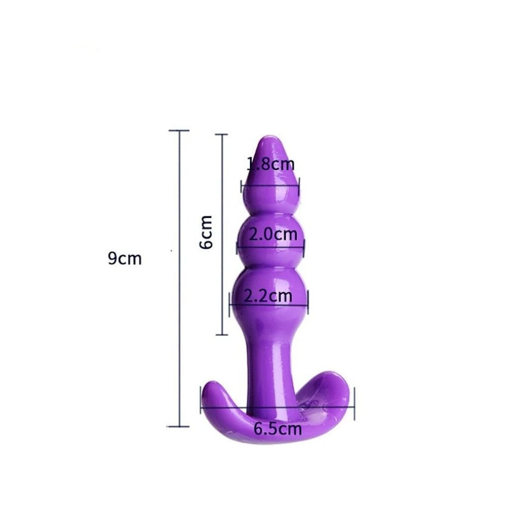 Ribbled Anal Play Silicone Jelly Butt Plug Purple