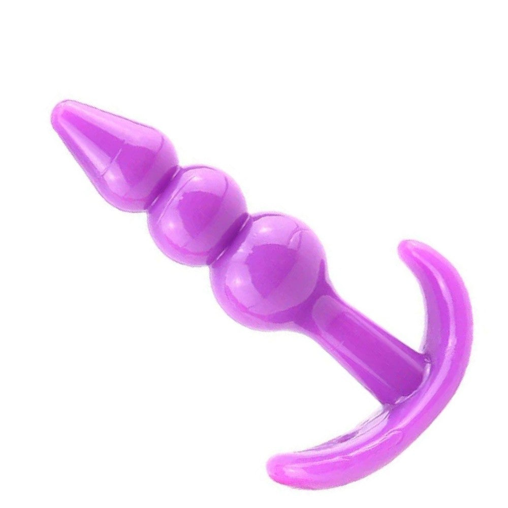 Ribbled Anal Play Silicone Jelly Butt Plug Purple