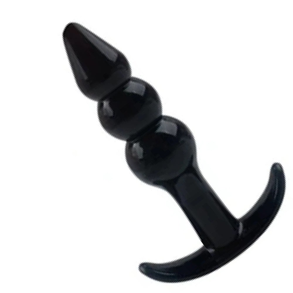 Ribbled Anal Play Silicone Jelly Butt Plug Black