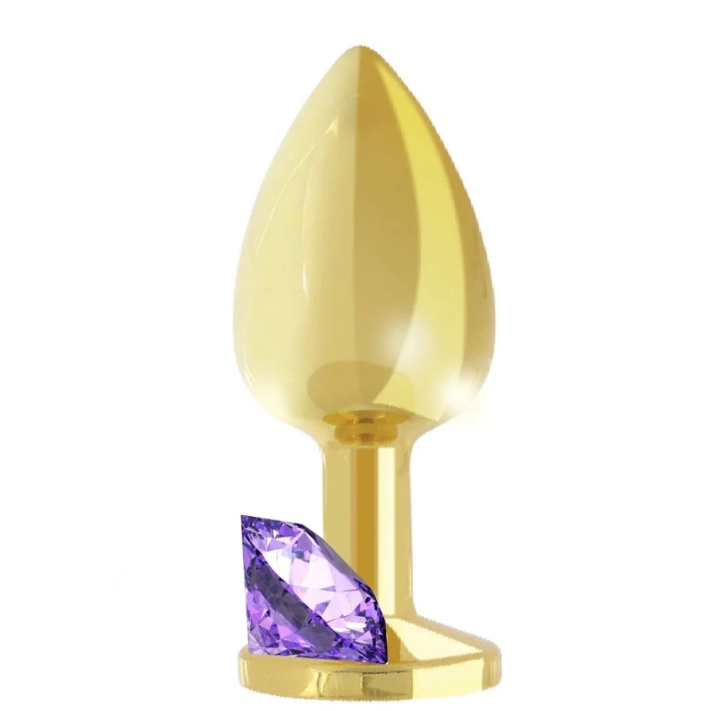 Jewellery Gold Metal Anal Plug Small Purple