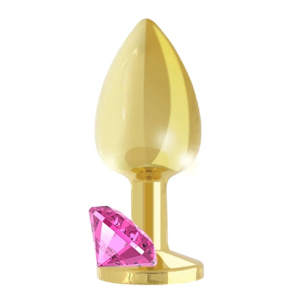 Jewellery Gold Metal Anal Plug Small Pink