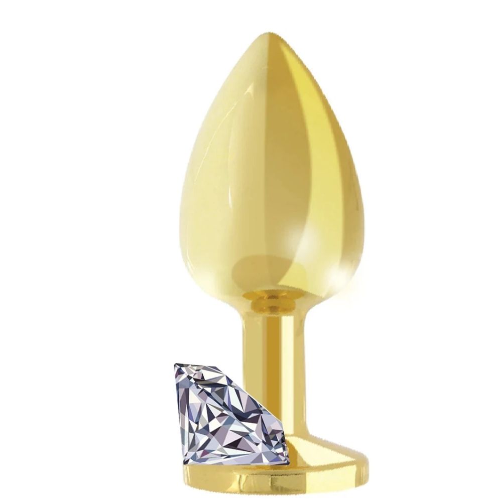 Jewellery Gold Metal Anal Plug Small White
