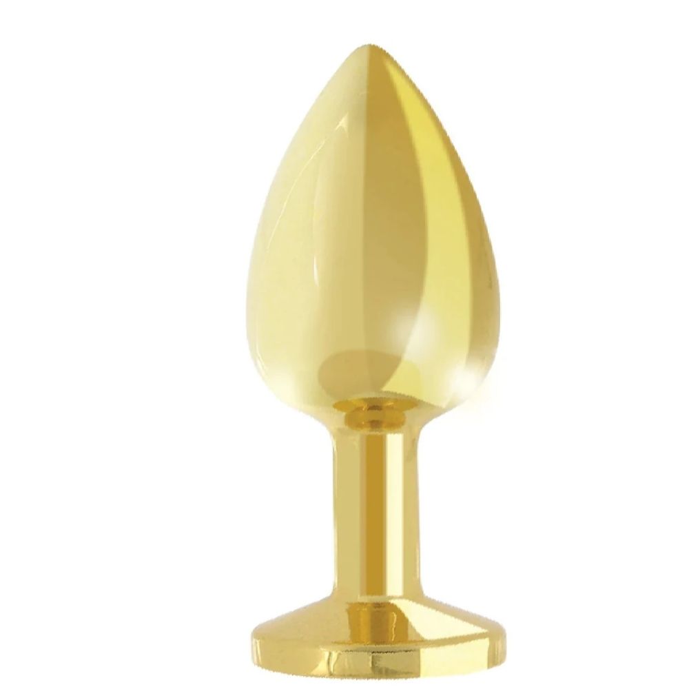 Jewellery Gold Metal Anal Plug Small Red
