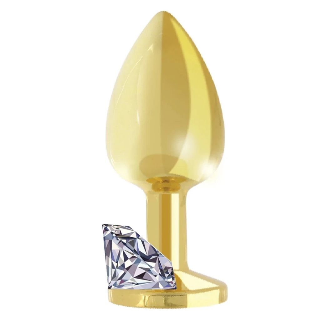Jewellery Gold Metal Anal Plug Medium White