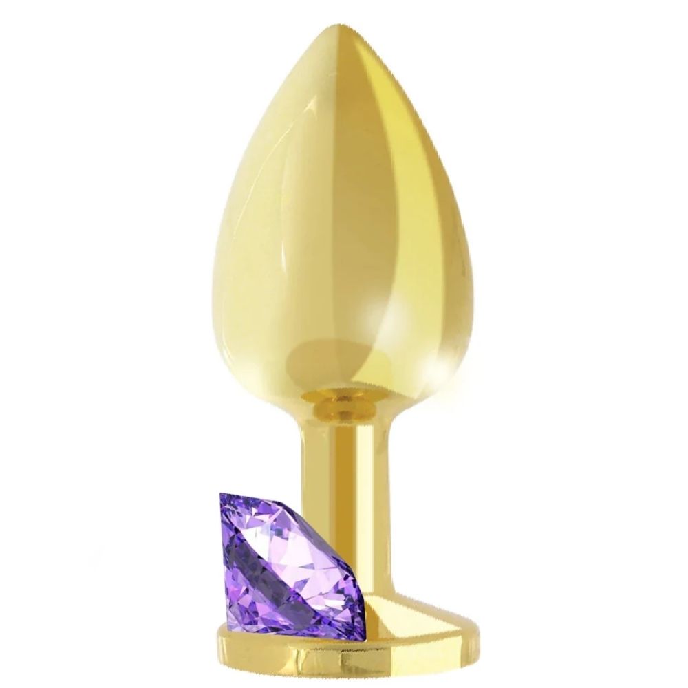 Jewellery Gold Metal Anal Plug Medium Purple