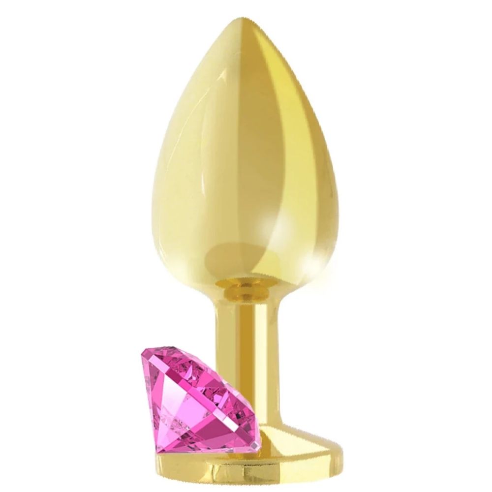 Jewellery Gold Metal Anal Plug Medium Pink