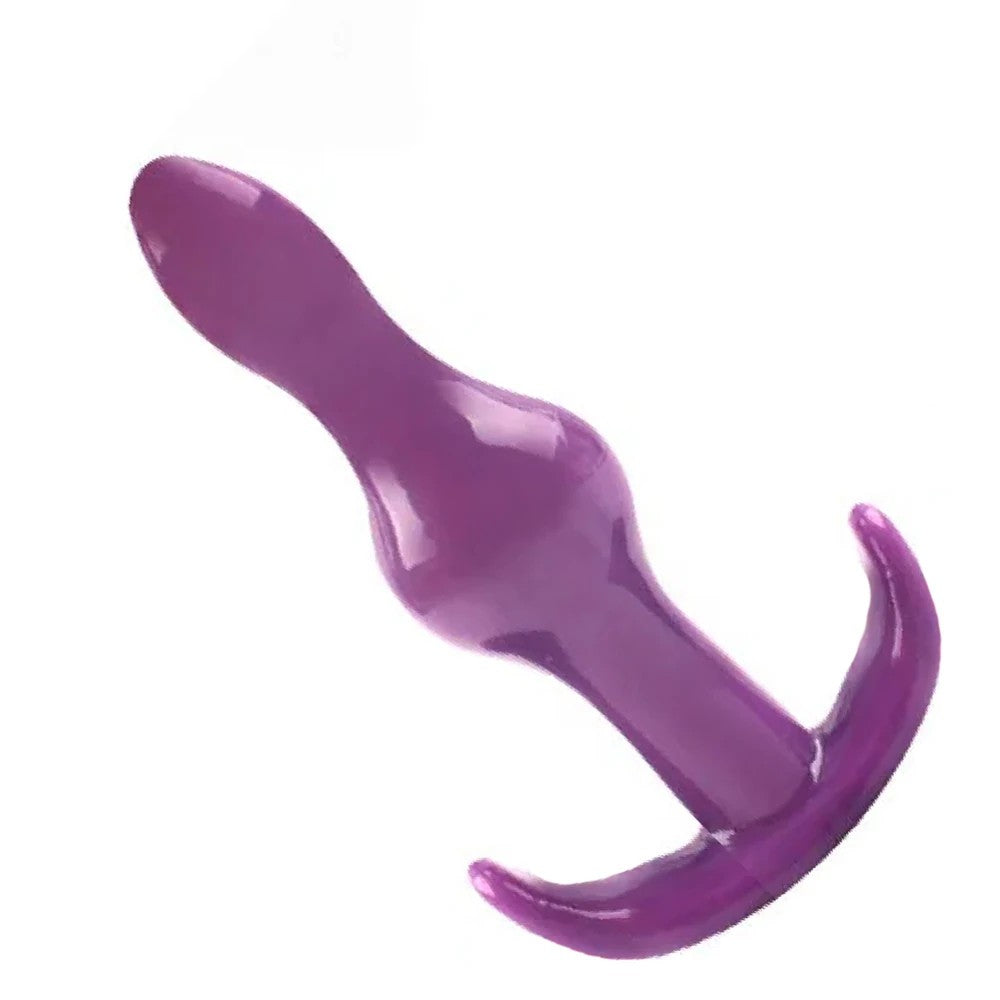 Silicone Two Ribbed Anal Alıştırıcı Plug Purple
