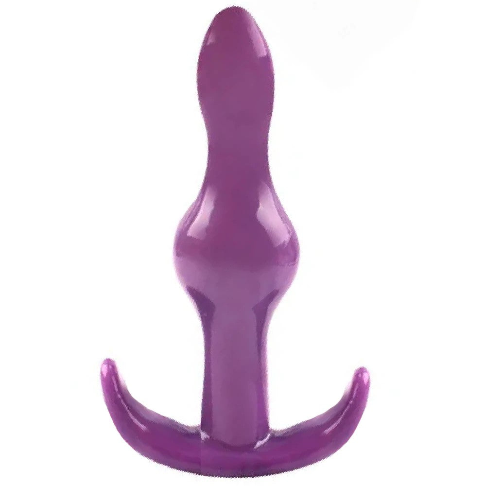 Silicone Two Ribbed Anal Alıştırıcı Plug Purple