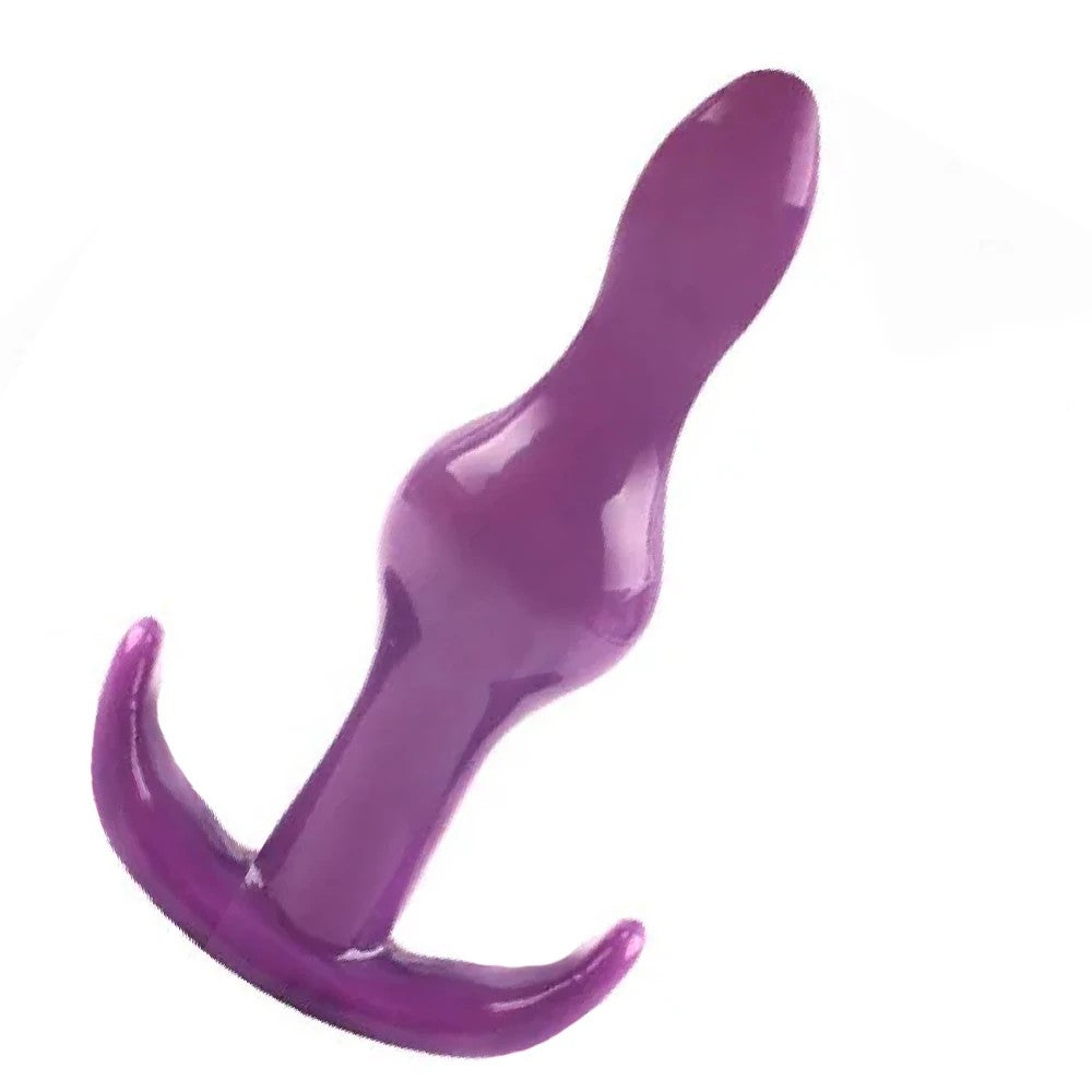 Silicone Two Ribbed Anal Alıştırıcı Plug Purple