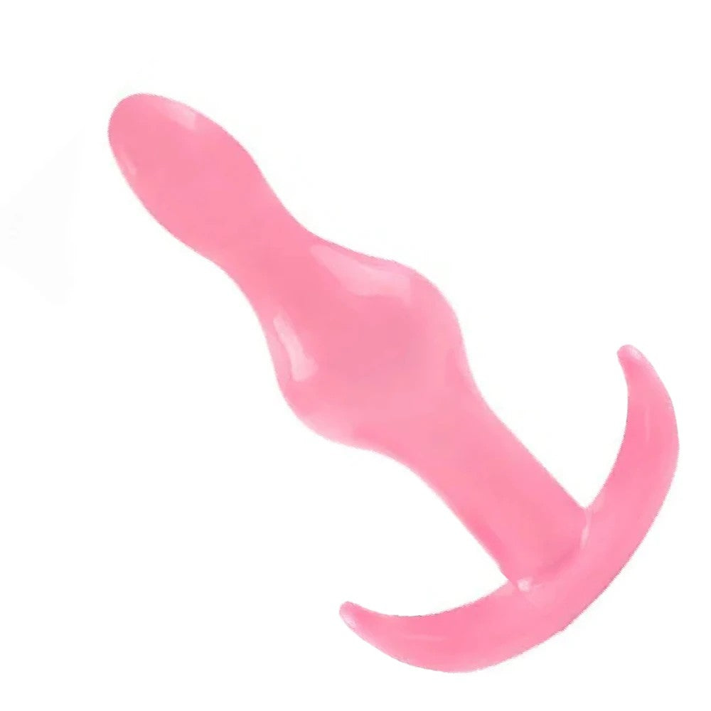 Silicone Two Ribbed Anal Alıştırıcı Plug Pink
