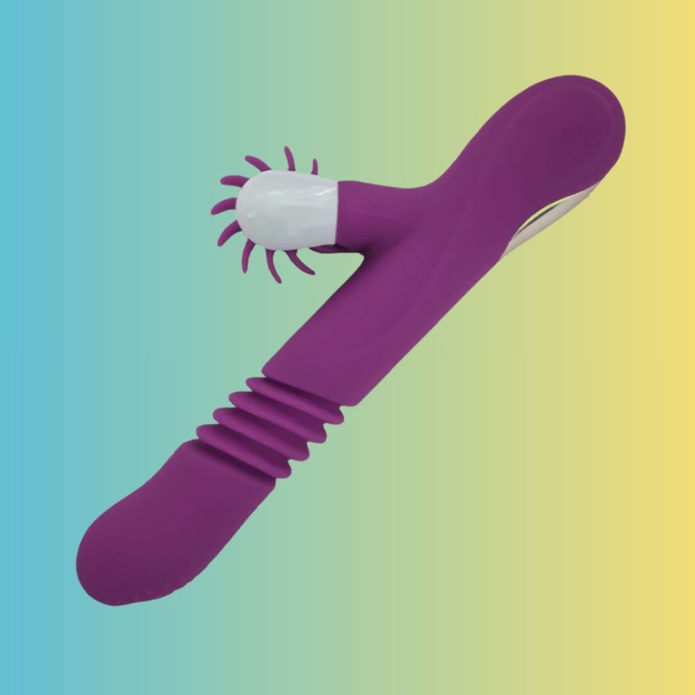 Man Nuo Annie Rotation Telescopic Tongue Isıtmalı ve İleri Geri Hareketli Rabbit Vibratör Purple