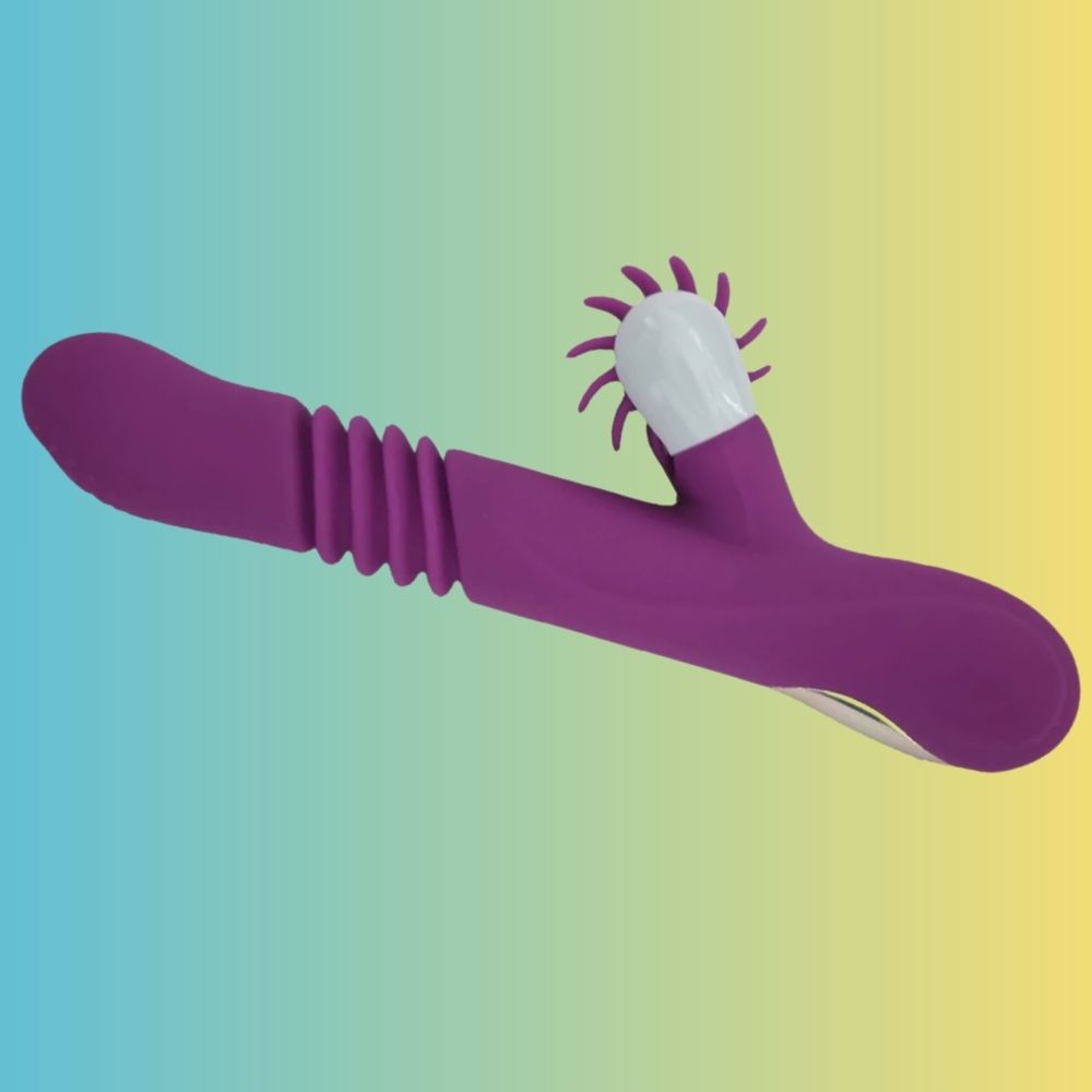 Man Nuo Annie Rotation Telescopic Tongue Isıtmalı ve İleri Geri Hareketli Rabbit Vibratör Purple