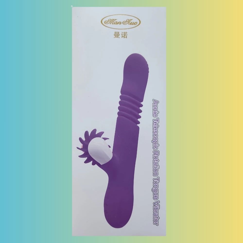 Man Nuo Annie Rotation Telescopic Tongue Isıtmalı ve İleri Geri Hareketli Rabbit Vibratör Purple