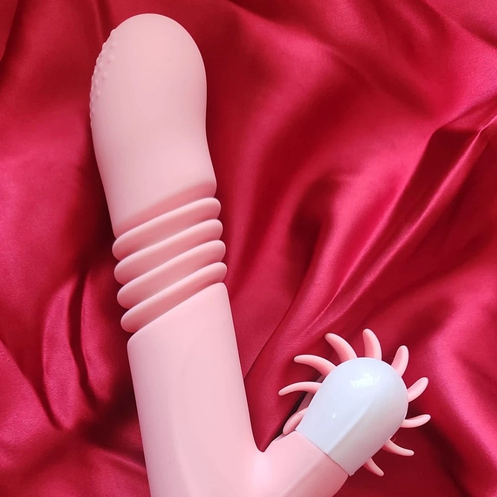 Man Nuo Annie Rotation Telescopic Tongue Isıtmalı ve İleri Geri Hareketli Rabbit Vibratör Pink