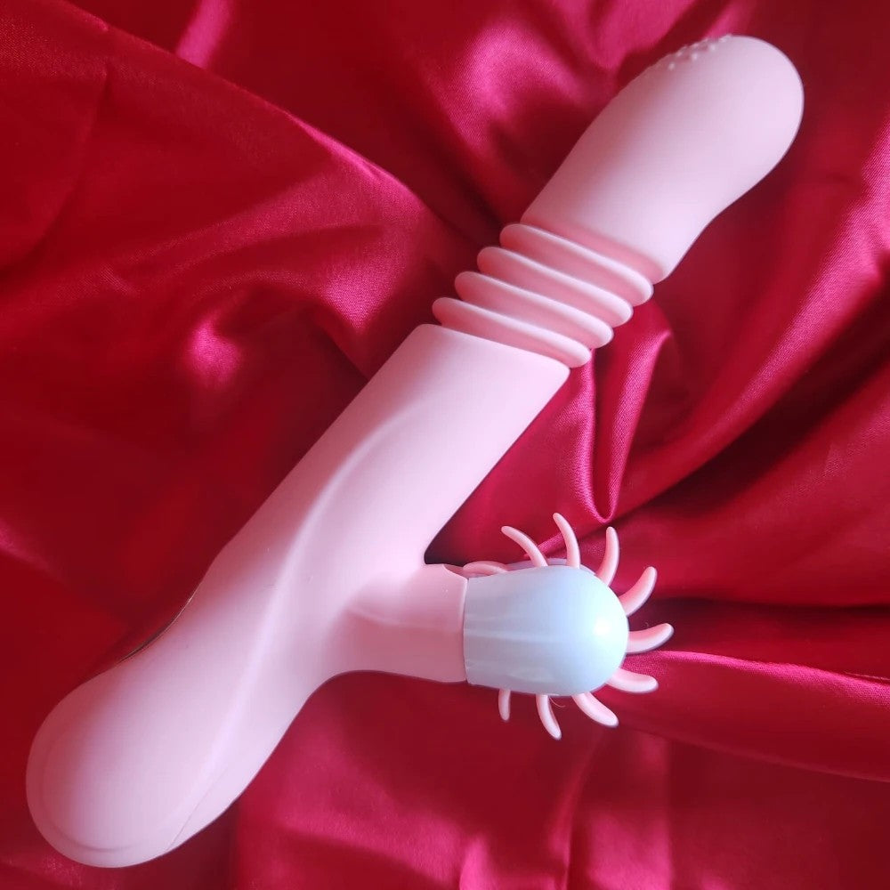 Man Nuo Annie Rotation Telescopic Tongue Isıtmalı ve İleri Geri Hareketli Rabbit Vibratör Pink
