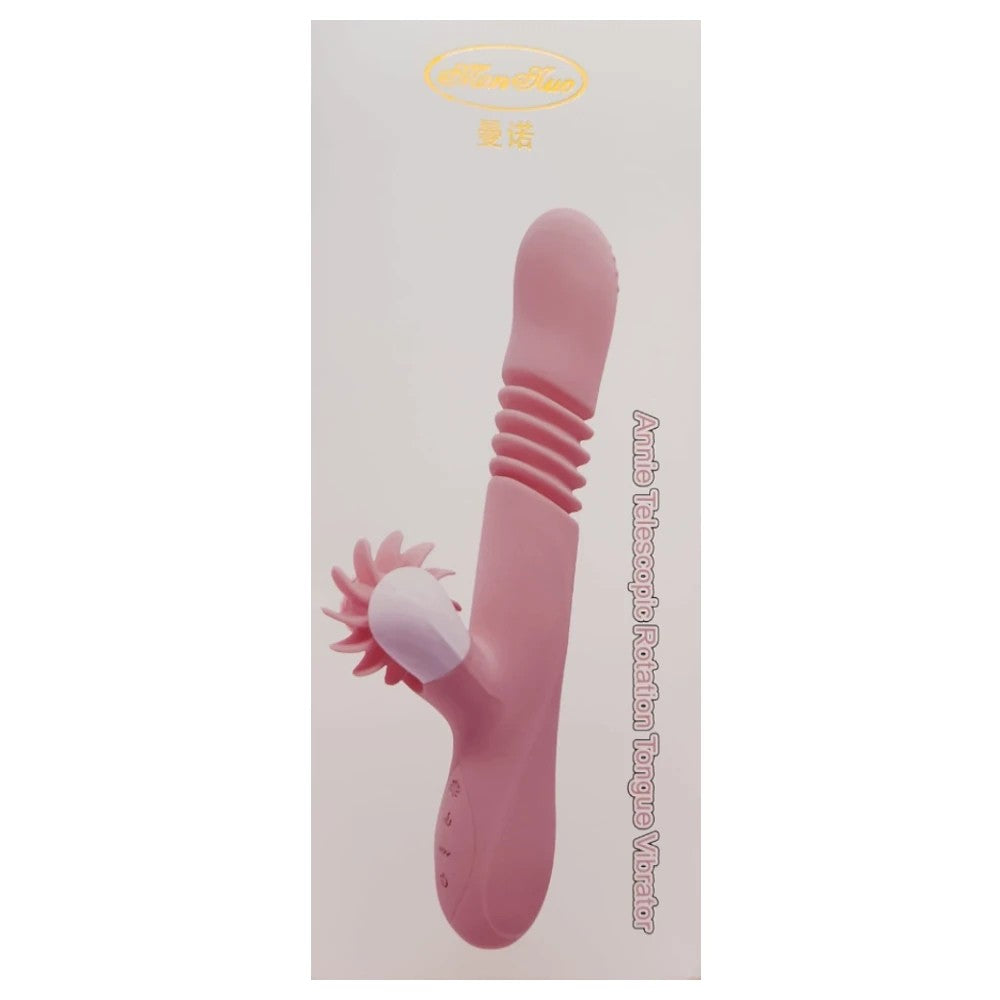 Man Nuo Annie Rotation Telescopic Tongue Isıtmalı ve İleri Geri Hareketli Rabbit Vibratör Pink