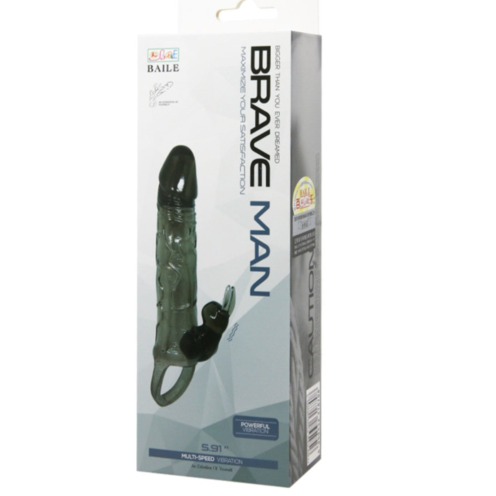 Baile Brave Man Penis Extension Klitoris Uyarıcılı Titreşimli Penis Kılıfı BI-026225-1