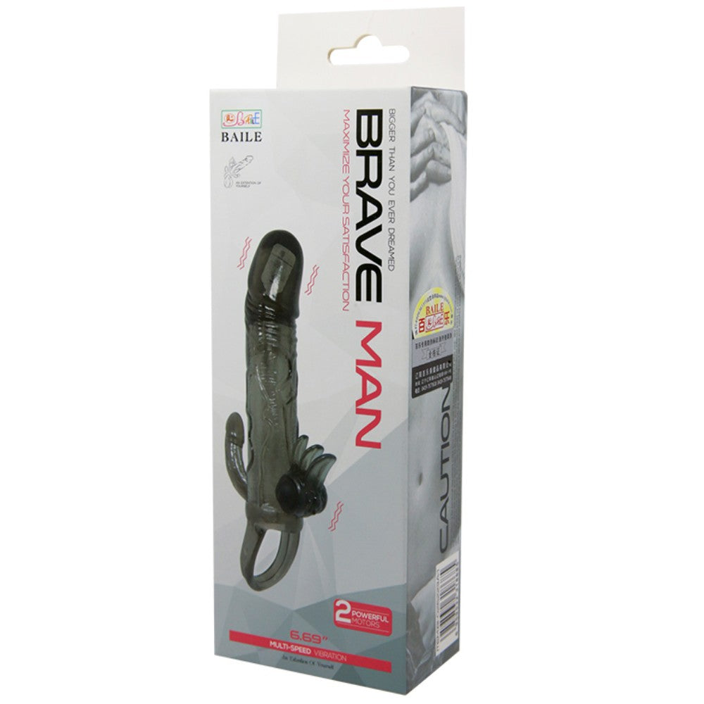 Baile Brave Man Penis Sleeve Klitoral ve Anal Uyarıcılı Titreşimli Penis Kılıfı BI-026223A-1