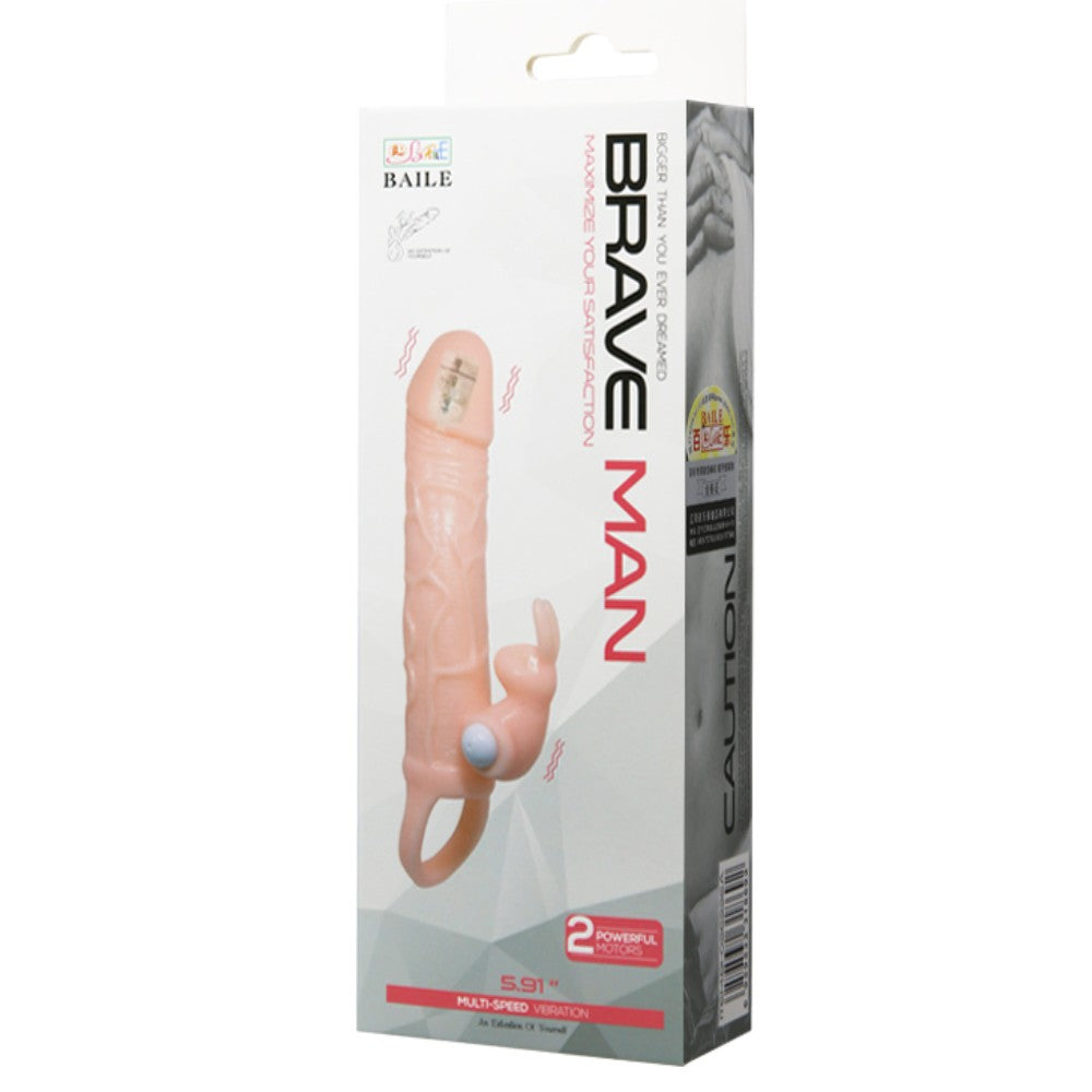 Baile Brave Man Penis Extension Klitoris Uyarıcılı Titreşimli Penis Kılıfı BI-026225