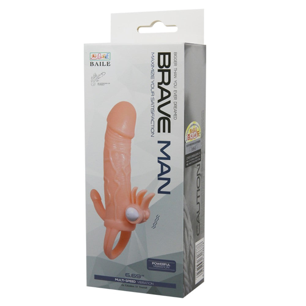 Baile Brave Man Penis Sleeve Klitoral ve Anal Uyarıcılı Titreşimli Penis Kılıfı BI-026223