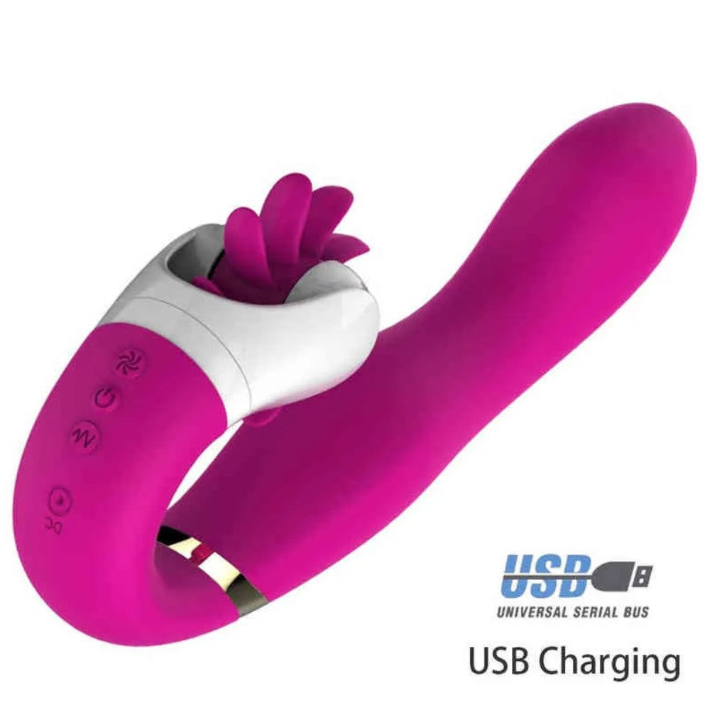 Dave 2 Hareketli Isıtmalı Tongue G-Spot Vibrator Purple