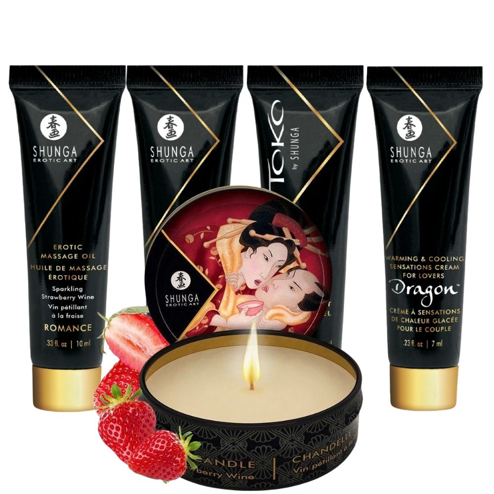 Shunga Geisha's Secrets Sparkling Strawberry Wine Set