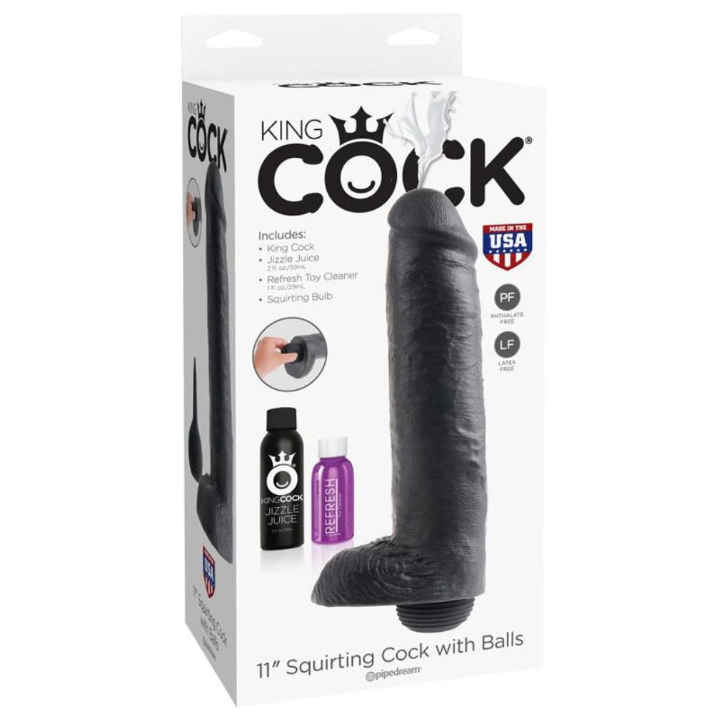 Pipedream King Cock Squirting 11'' Squirting Cock Boşalabilir Dildo Black