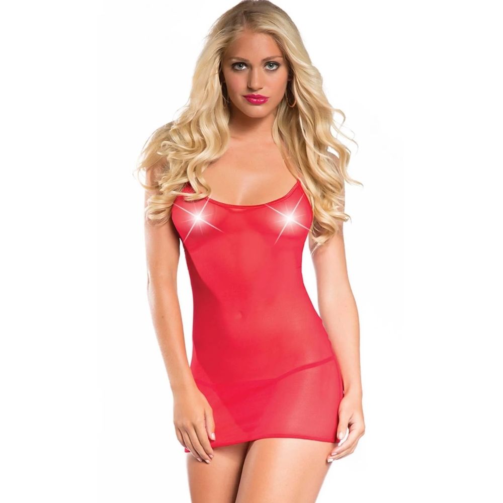 Fantasy Wear Transparan Baby-Doll Gecelik Kırmızı L/XL