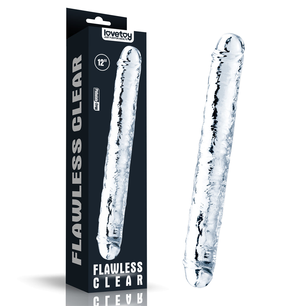 Lovetoy Flawless Clear 30 cm Double Dildo Çift Taraflı Penis LV310018