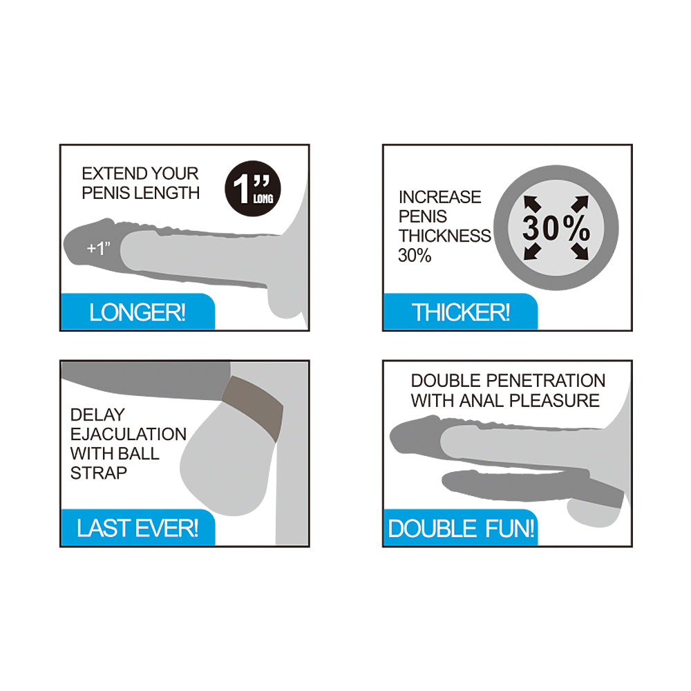 Lovetoy Add 1'' Pleasure X-Tender Çift Taraflı Titreşimli Penis Kılıfı LV314100 F