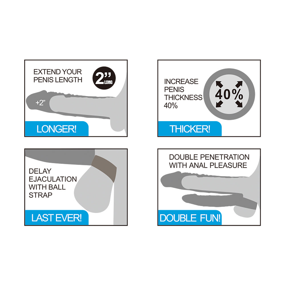 Lovetoy Add 2'' Pleasure X-Tender Çift Taraflı Titreşimli Penis Kılıfı LV314101 B