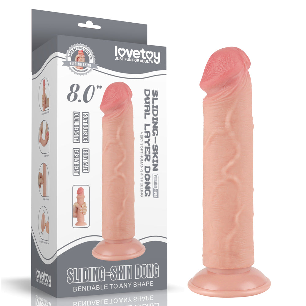 Lovetoy Sliding Skin Dual Layer Dong Flesh 20 Cm Testissiz Realistik Penis LV317206