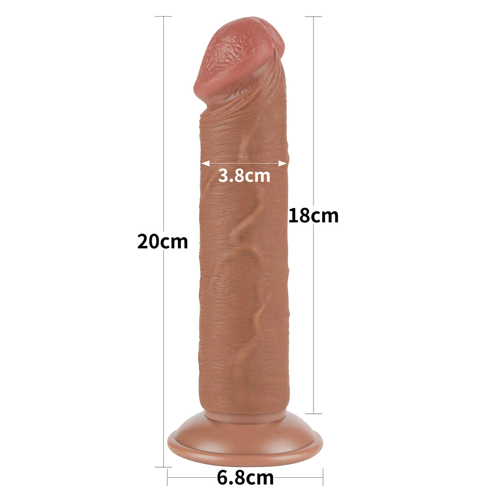 Lovetoy Sliding Skin Dual Layer Dong Brown 20 Cm Testissiz Realistik Penis LV317306