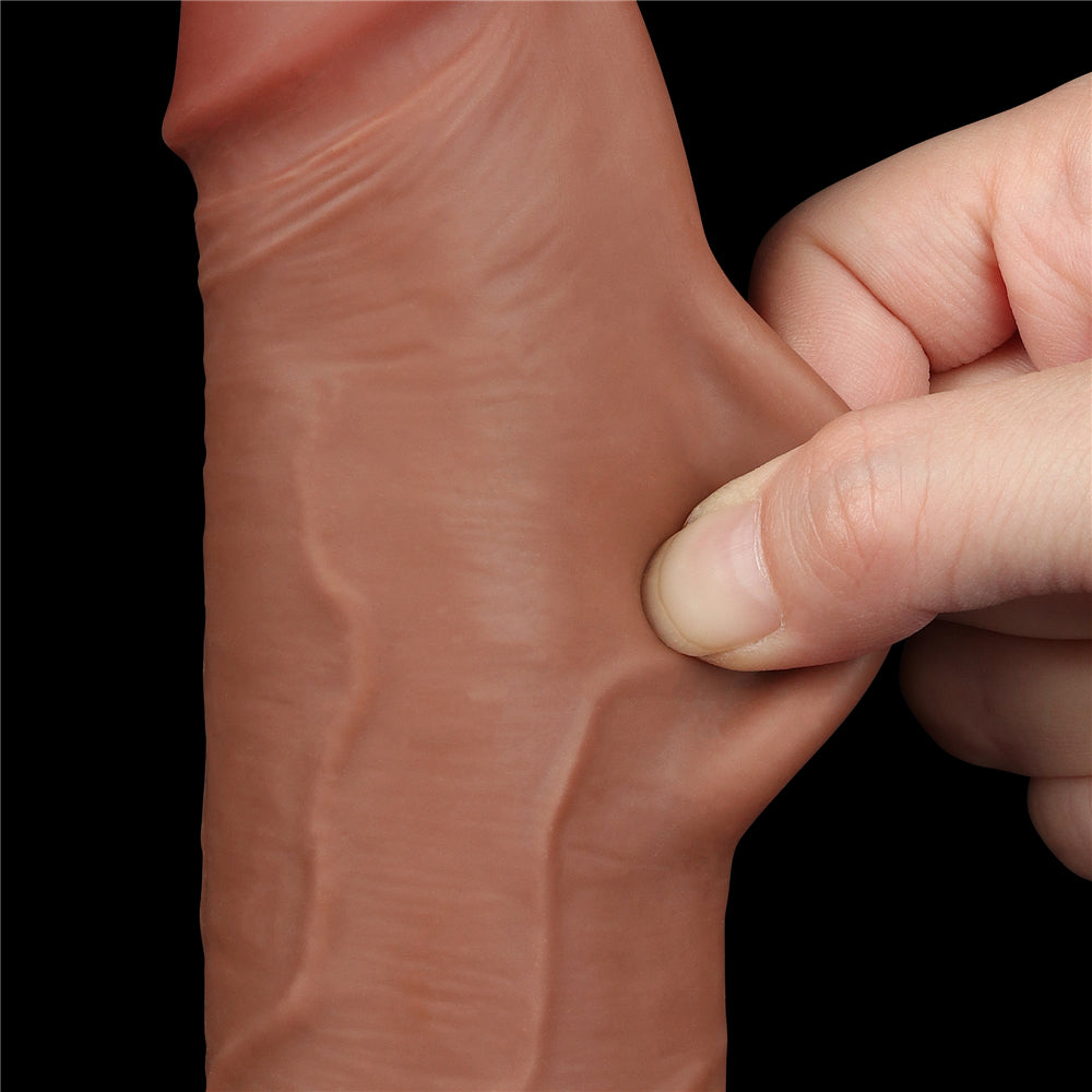 Lovetoy Sliding Skin Dual Layer Dong Borwn 22 Cm Realistik Penis LV317309